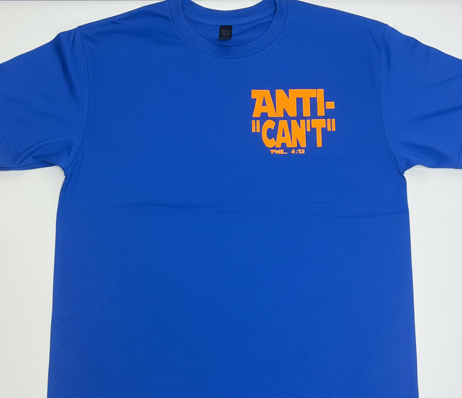 Anti-“Can’t” Pocket Tee – Spring ‘26 Edition (Royal blue/neon orange)